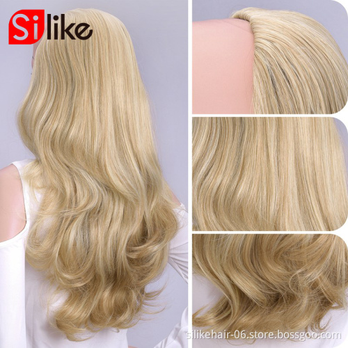 Wholesale 24Inches Women Headband Wig Black Capless Wigs Hair Clips Extension Long Wavy 3/4 Half Wig Synthetic Hair Extensions